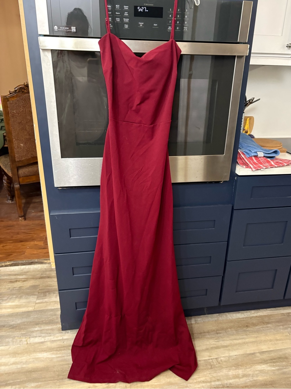 Windsor Burgundy Formal Gown Open Back Lace Up Maxi Dress XL